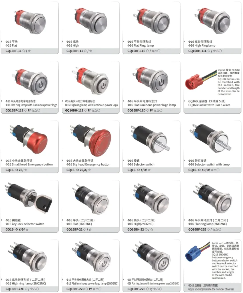 metal push button switch p7