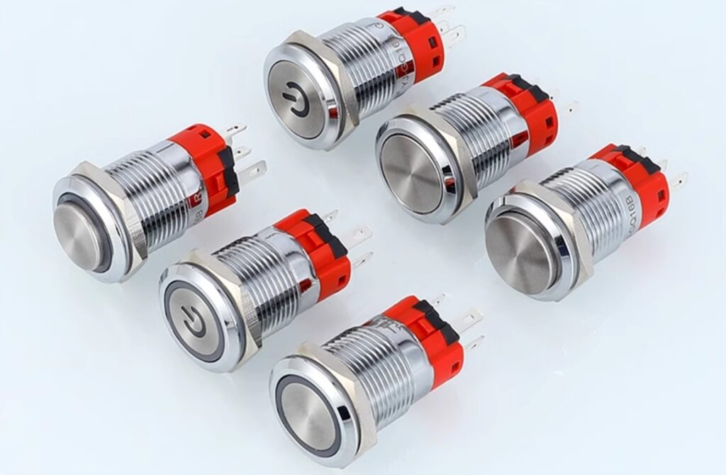 YJ-GQ16B Series Waterproof industrial Metal Button Switch 5A Current 16MM